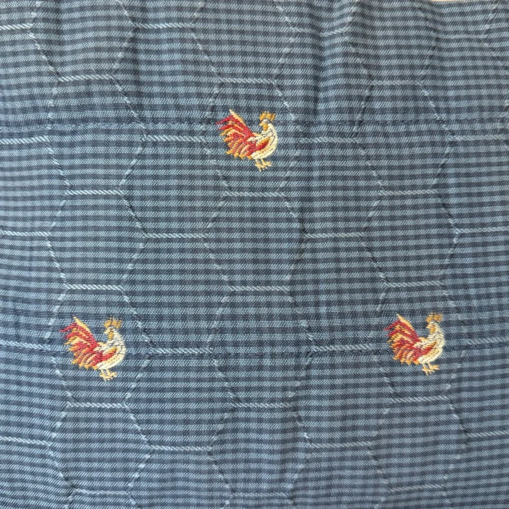 Valances Farmhouse Cottagecore Country Rooster Blue Check Set of 3 41x18in